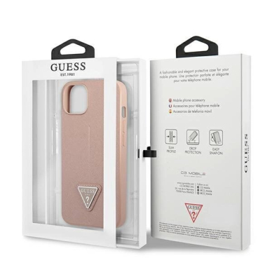 Originalus dėklas Guess GUHCP14SPSATLP iPhone 14 6.1 rožinis / rožinis hardcase SaffianoTriangle Logo 7