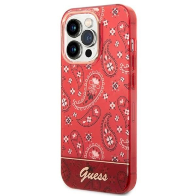 Originalus dėklas Guess GUHCP14XHGBNHR iPhone 14 Pro Max 6.7  Raudonas hardcase Bandana Paisley 1