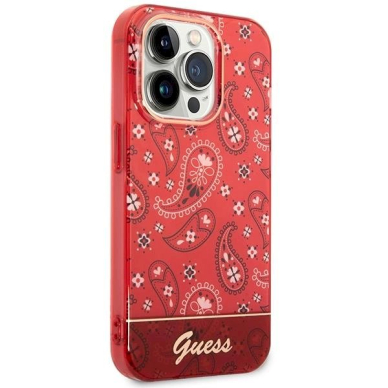 Originalus dėklas Guess GUHCP14XHGBNHR iPhone 14 Pro Max 6.7  Raudonas hardcase Bandana Paisley 3