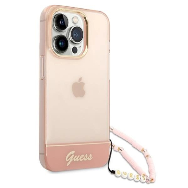 Originalus dėklas Guess GUHCP14XHGCOHP iPhone 14 Pro Max 6.7  rožinis/rožinis hardcase Translucent Pearl Strap 2