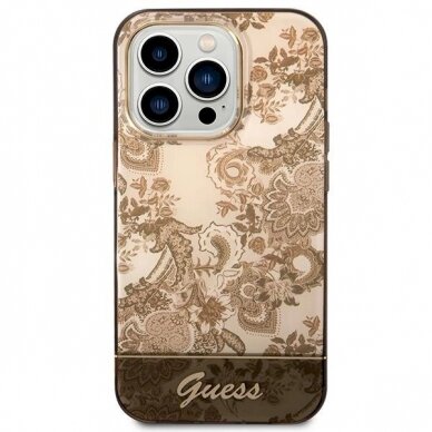 Originalus dėklas Guess GUHCP14XHGPLHC iPhone 14 Pro Max 6.7  ocher hardcase Porcelain Collection 2