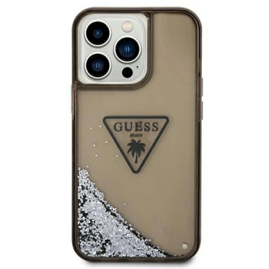 Originalus dėklas Guess GUHCP14XLFCTPK iPhone 14 Pro Max 6.7  Juodas hardcase Liquid Glitter Palm Collection 2