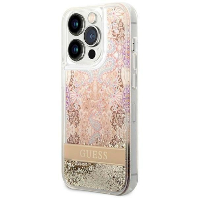 Originalus dėklas Guess GUHCP14XLFLSD iPhone 14 Pro Max 6.7  Auksinis hardcase Paisley Liquid Glitter 1