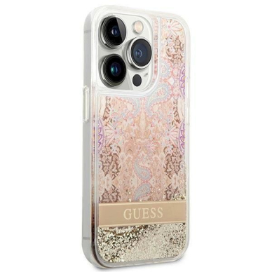 Originalus dėklas Guess GUHCP14XLFLSD iPhone 14 Pro Max 6.7  Auksinis hardcase Paisley Liquid Glitter 3