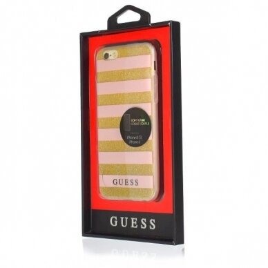 Originalus dėklas Guess GUHCP6STGPI iPhone 6/6S rožinis hardcase Ethnic Chic Stripes 3D 1