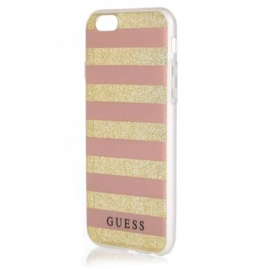 Originalus dėklas Guess GUHCP6STGPI iPhone 6/6S rožinis hardcase Ethnic Chic Stripes 3D