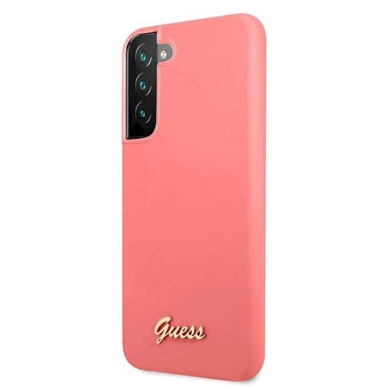 Originalus dėklas Guess GUHCS22MLSLMGFU S22+ S906 Rožinis hardcase Silicone Script Metal Logo 1