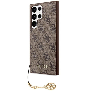 Originalus dėklas Guess GUHCS23LGF4GBR S23 Ultra S918 Rudas/Rudas hardcase 4G Charms Collection 1