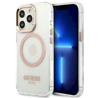 Originalus dėklas Guess GUHMP13LHTRMD iPhone 13 Pro / 13 6.1 gold / gold hard case Metal Outline Magsafe