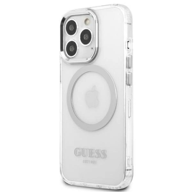 Originalus dėklas Guess GUHMP13XHTRMS iPhone 13 Pro Max 6.7  silver/silver hard case Metal Outline Magsafe 1