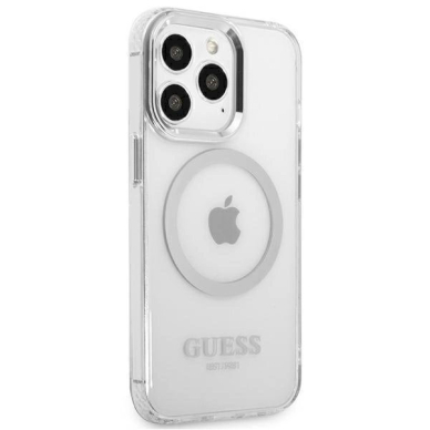 Originalus dėklas Guess GUHMP13XHTRMS iPhone 13 Pro Max 6.7  silver/silver hard case Metal Outline Magsafe 3