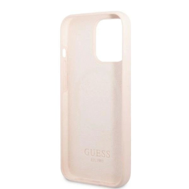 Originalus dėklas Guess GUHMP13XSPLP iPhone 13 Pro Max 6.7  rožinis/rožinis hard case Silicone Logo Plate MagSafe 6