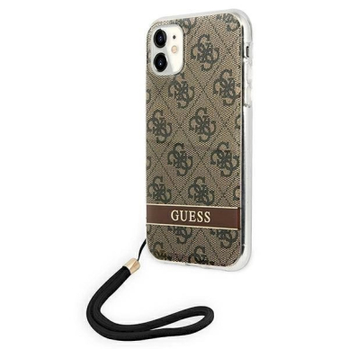 Originalus dėklas Guess GUOHCN61H4STW iPhone 11 Rudas/Rudas hardcase 4G Print Strap 1