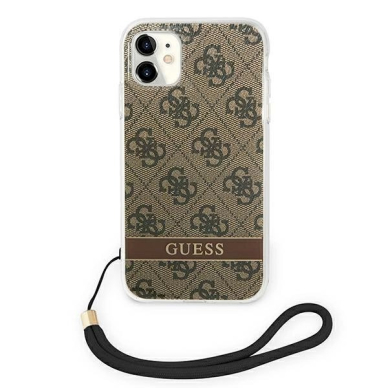 Originalus dėklas Guess GUOHCN61H4STW iPhone 11 Rudas/Rudas hardcase 4G Print Strap 2