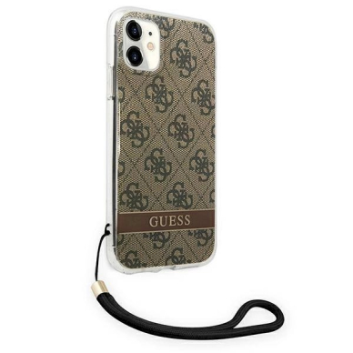 Originalus dėklas Guess GUOHCN61H4STW iPhone 11 Rudas/Rudas hardcase 4G Print Strap 3