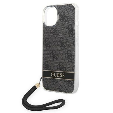 Originalus dėklas Guess GUOHCP14MH4STK iPhone 14 Plus 6.7 Juodas hardcase 4G Print Strap 3