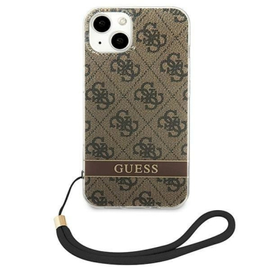 Originalus dėklas Guess GUOHCP14MH4STW iPhone 14 Plus 6.7 Rudas / Rudas hardcase 4G Print Strap 2