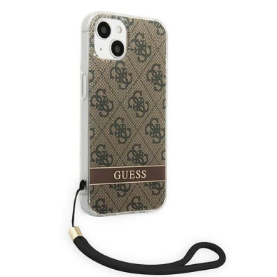 Originalus dėklas Guess GUOHCP14MH4STW iPhone 14 Plus 6.7 Rudas / Rudas hardcase 4G Print Strap 3