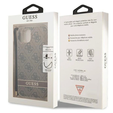 Originalus dėklas Guess GUOHCP14MH4STW iPhone 14 Plus 6.7 Rudas / Rudas hardcase 4G Print Strap 7