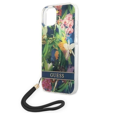 Originalus dėklas Guess GUOHCP14MHFLSB iPhone 14 Plus 6.7 Mėlynas / Mėlynas hardcase Flower Strap 4