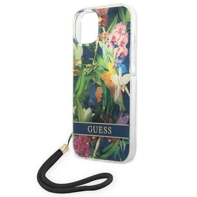 Originalus dėklas Guess GUOHCP14SHFLSB iPhone 14 6.1 Mėlynas / Mėlynas hardcase Flower Strap 4