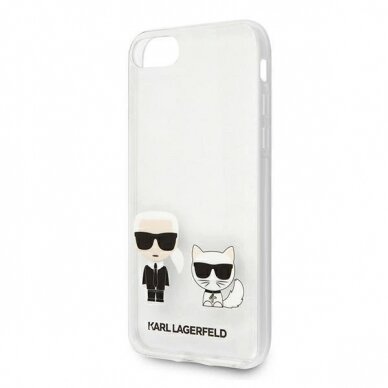 Originalus dėklas Karl Lagerfeld KLHCI8CKTR iPhone 7/8/SE 2020 / SE 2022 hardcase Permatomas Karl &amp  Choupette 2