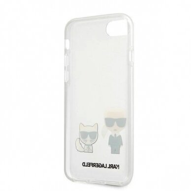 Originalus dėklas Karl Lagerfeld KLHCI8CKTR iPhone 7/8/SE 2020 / SE 2022 hardcase Permatomas Karl &amp  Choupette 3