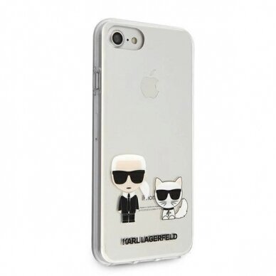 Originalus dėklas Karl Lagerfeld KLHCI8CKTR iPhone 7/8/SE 2020 / SE 2022 hardcase Permatomas Karl &amp  Choupette 4