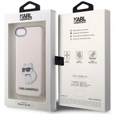 Originalus dėklas Karl Lagerfeld KLHCI8HNCHTCP iPhone 7/8/ SE 2020 / SE 2022 rožinis/rožinis hardcase Ikonik Choupette 7