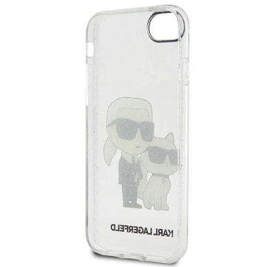 Originalus dėklas Karl Lagerfeld KLHCI8HNKCTGT iPhone 7/8/ SE 2020 / SE 2022 Permatomas hardcase Gliter Karl&amp Choupette 3