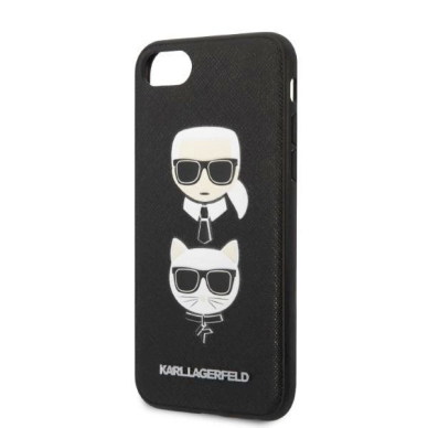 Originalus dėklas Karl Lagerfeld KLHCI8SAKICKCBK iPhone 7/8 / SE 2020 / SE 2022 Juodas hardcase Saffiano Karl&amp Choupette Head 5