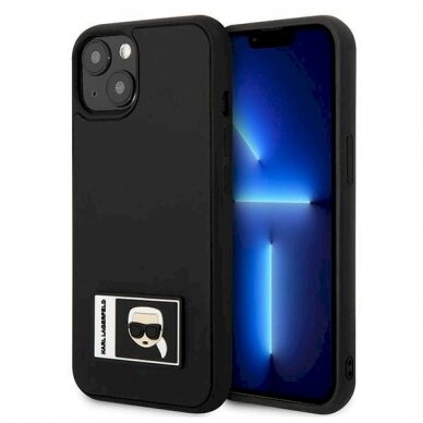 Originalus dėklas Karl Lagerfeld KLHCP13M3DKPK iPhone 13 6,1"  Juodas hardcase Ikonik Patch