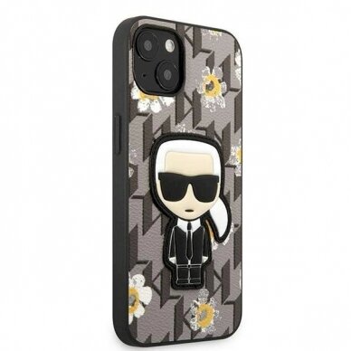 Originalus dėklas Karl Lagerfeld KLHCP13MPMNFIK1 iPhone 13 6.1  Pilkas Flower Ikonik Karl 3