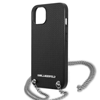 Originalus dėklas Karl Lagerfeld KLHCP13SPMK iPhone 13 mini 5,4 hardcase Juodas Leather Textured and Chain 5