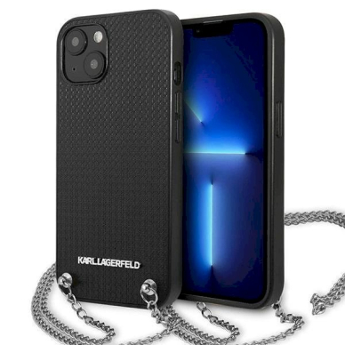 Originalus dėklas Karl Lagerfeld KLHCP13SPMK iPhone 13 mini 5,4 hardcase Juodas Leather Textured and Chain