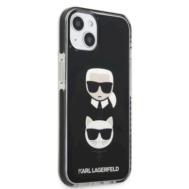 Originalus dėklas Karl Lagerfeld KLHCP13STPE2TK iPhone 13 mini 5,4 hardcase Juodas Karl &amp  Choupette Head 3