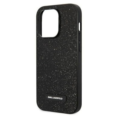 Originalus dėklas Karl Lagerfeld KLHCP14LG2ELK iPhone 14 Pro 6.1 hardcase Juodas Glitter Plaque Logo 5