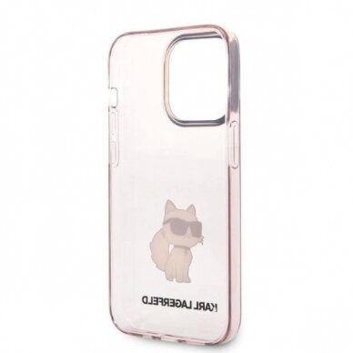 Originalus dėklas Karl Lagerfeld KLHCP14LHNCHTCP iPhone 14 Pro 6.1  rožinis/rožinis hardcase Ikonik Choupette 6