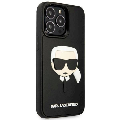 Originalus dėklas Karl Lagerfeld KLHCP14LKH3DBK iPhone 14 Pro 6.1 Juodas hardcase 3D Rubber Karl`s Head 3