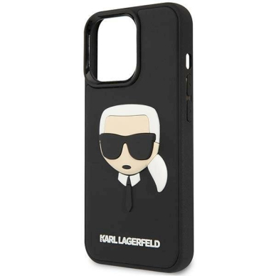 Originalus dėklas Karl Lagerfeld KLHCP14LKH3DBK iPhone 14 Pro 6.1 Juodas hardcase 3D Rubber Karl`s Head 5