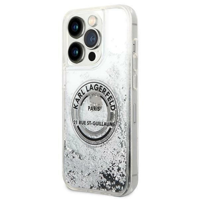 Originalus dėklas Karl Lagerfeld KLHCP14LLCRSGRS iPhone 14 Pro 6.1 "silver / silver hardcase Liquid Glitter RSG 1