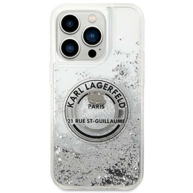 Originalus dėklas Karl Lagerfeld KLHCP14LLCRSGRS iPhone 14 Pro 6.1 "silver / silver hardcase Liquid Glitter RSG 2