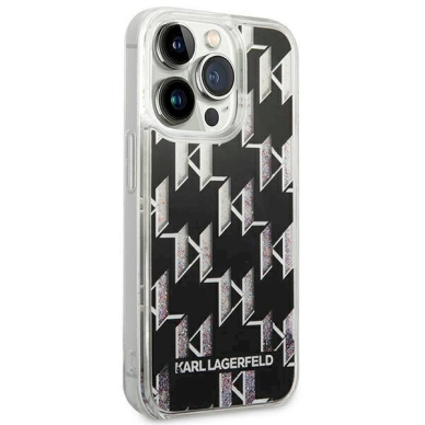 Originalus dėklas Karl Lagerfeld KLHCP14LLMNMK iPhone 14 Pro 6.1 hardcase Juodas Liquid Glitter Monogram 3