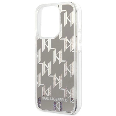 Originalus dėklas Karl Lagerfeld KLHCP14LLMNMS iPhone 14 Pro 6.1 hardcase silver / silver Liquid Glitter Monogram 5