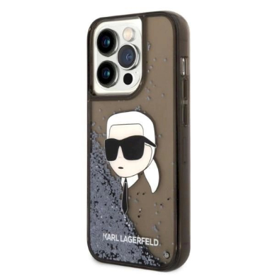 Originalus dėklas Karl Lagerfeld KLHCP14LLNKHCK iPhone 14 Pro 6.1  Juodas hardcase Glitter Karl Head 1