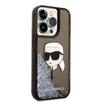 Originalus dėklas Karl Lagerfeld KLHCP14LLNKHCK iPhone 14 Pro 6.1  Juodas hardcase Glitter Karl Head 3