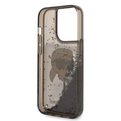 Originalus dėklas Karl Lagerfeld KLHCP14LLNKHCK iPhone 14 Pro 6.1  Juodas hardcase Glitter Karl Head 6