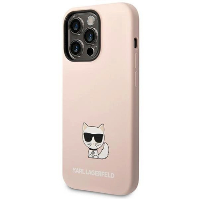 Originalus dėklas Karl Lagerfeld KLHCP14LSLCTPI iPhone 14 Pro 6.1 hardcase light rožinis / light rožinis Silicone Choupette Body 1