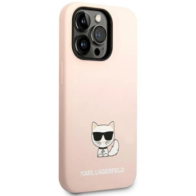 Originalus dėklas Karl Lagerfeld KLHCP14LSLCTPI iPhone 14 Pro 6.1 hardcase light rožinis / light rožinis Silicone Choupette Body 3