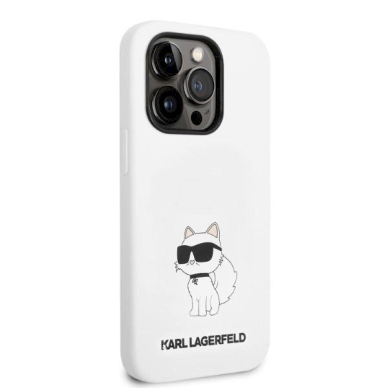 Originalus dėklas Karl Lagerfeld KLHCP14LSNCHBCH iPhone 14 Pro 6.1  hardcase Baltas/Baltas Silicone Choupette 3